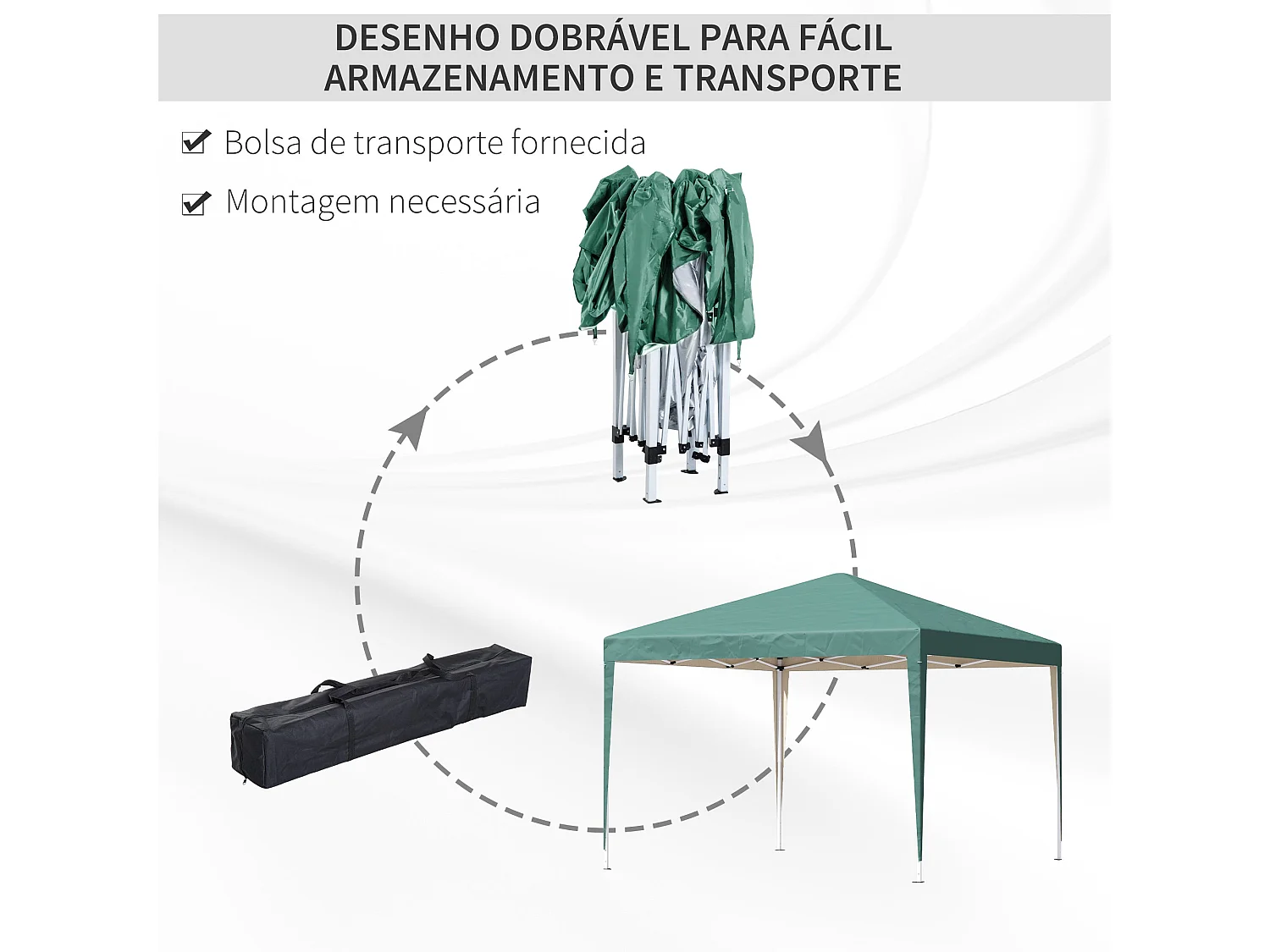 Carpa Granada Outsunny Pop-up plegable altura ajustable verde 255x295x295 cm