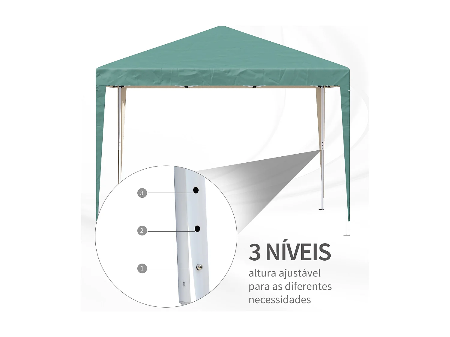 Carpa Granada Outsunny Pop-up plegable altura ajustable verde 255x295x295 cm