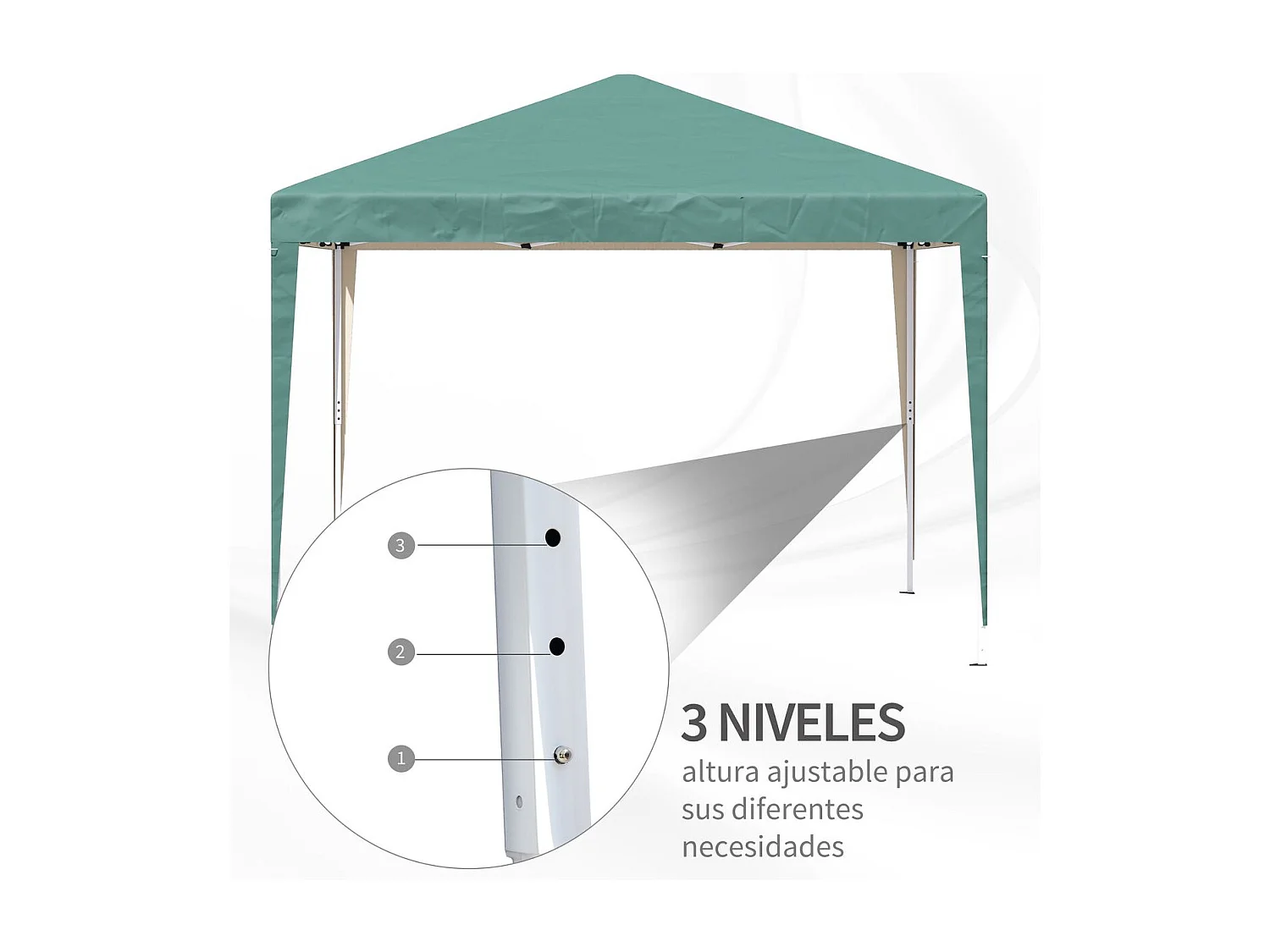 Carpa Granada Outsunny Pop-up plegable altura ajustable verde 255x295x295 cm