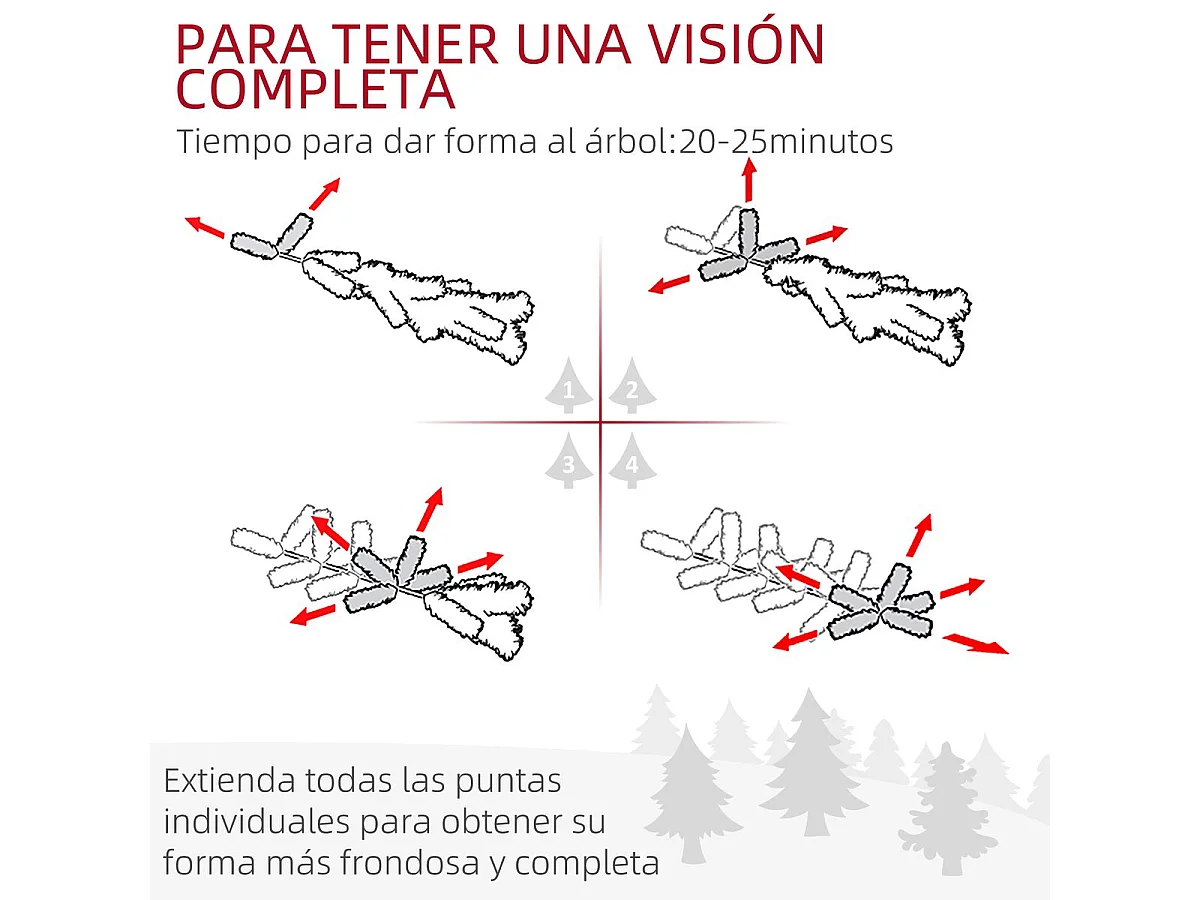 Árbol de Navidad Homcom 556 ramas con 25 piñas verde Ø54x195 cm