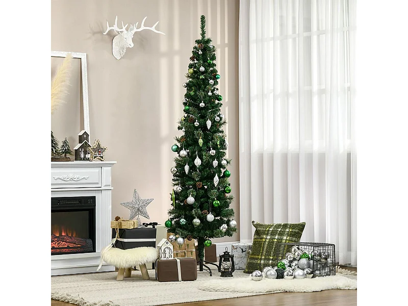 Árbol de Navidad Homcom 556 ramas con 25 piñas verde Ø54x195 cm