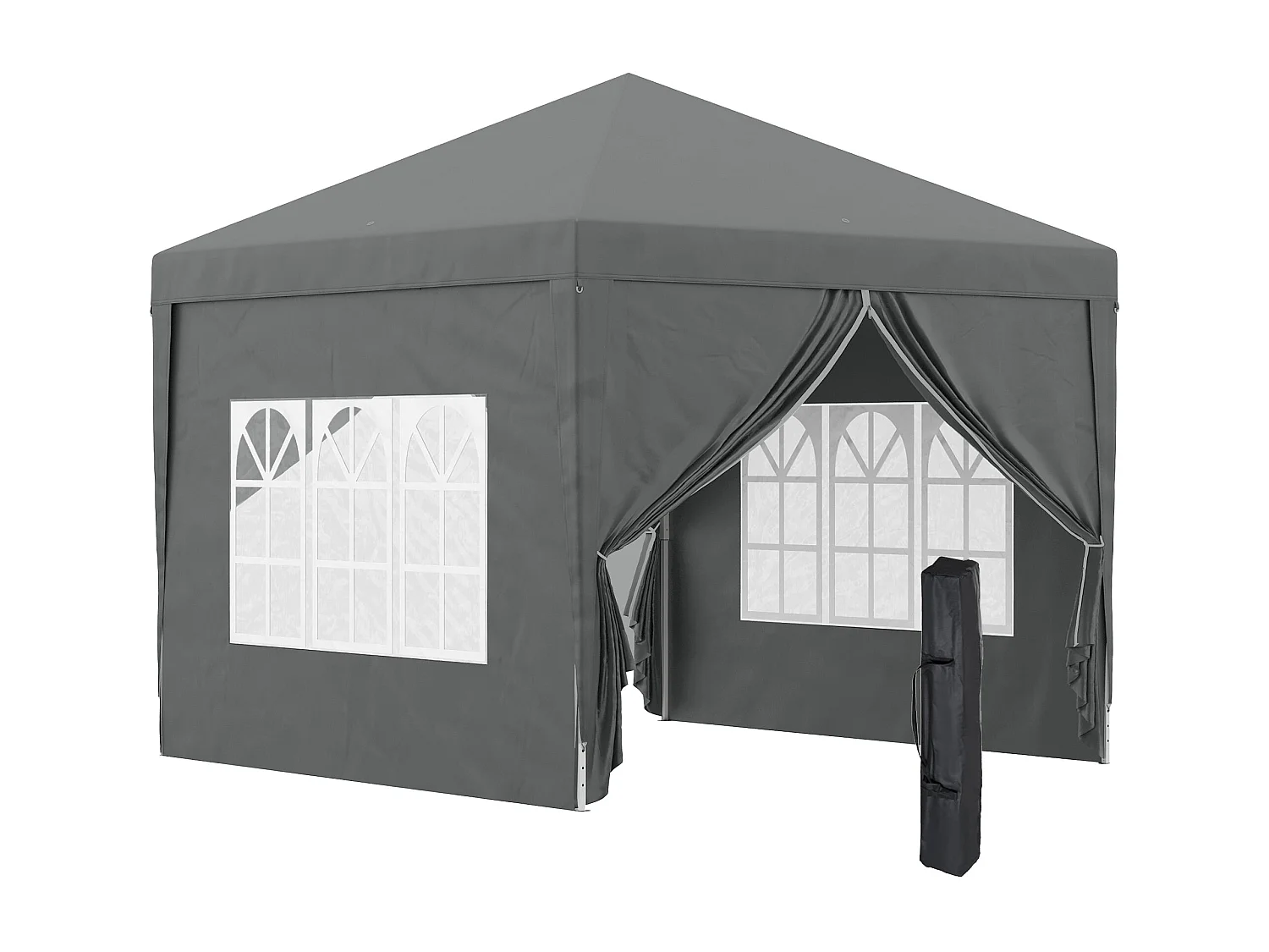 Tenda de Jardim Cinza com Paredes Amovíveis e Janelas para Festas - Ideal para Eventos ao Ar Livre