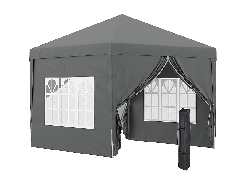 Tenda de Jardim Cinza com Paredes Amovíveis e Janelas para Festas - Ideal para Eventos ao Ar Livre