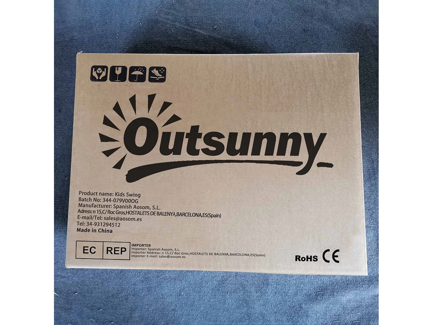 Columpio Speed Outsunny silla 2 en 1 +6M multicolor 182x180x160 cm