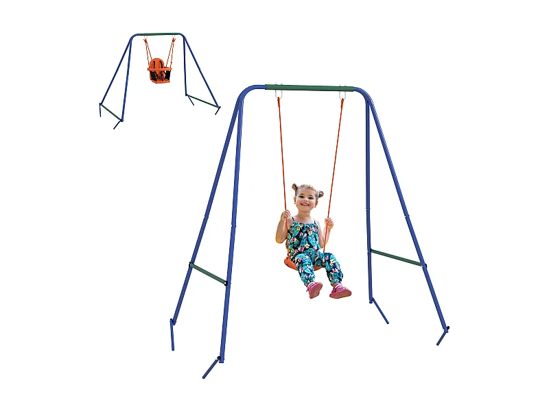 Columpio Speed Outsunny silla 2 en 1 +6M multicolor 182x180x160 cm