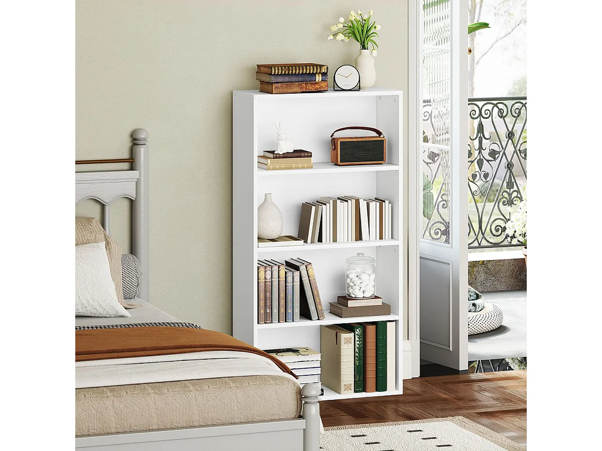 Estantería Abraxans Homcom 4 niveles blanco 80x60x24 cm