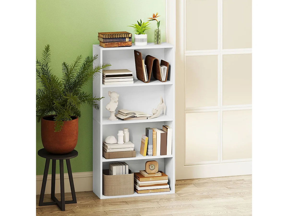 Estantería Abraxans Homcom 4 niveles blanco 80x60x24 cm