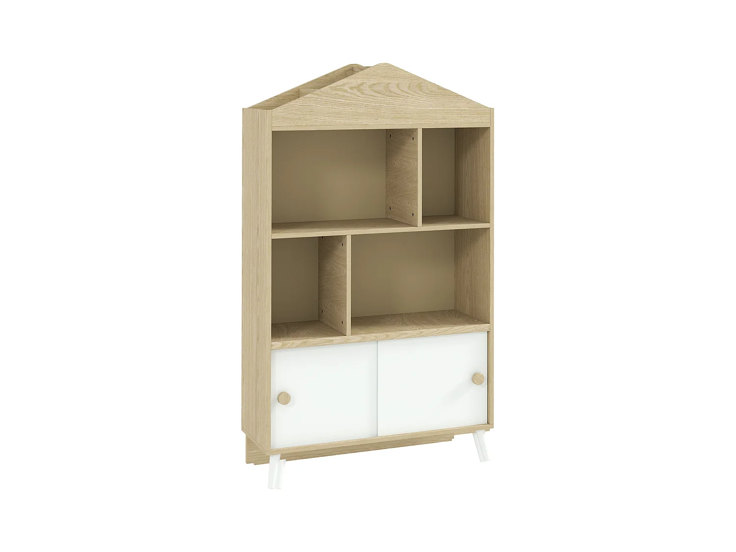 Estantería infantil Campanilla Aiyaplay 4 estantes + armario +3A blanco/natural 140,5x80x30 cm