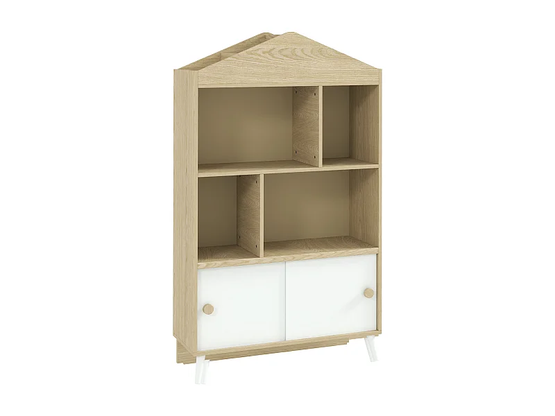 Estantería infantil Campanilla Aiyaplay 4 estantes + armario +3A blanco/natural 140,5x80x30 cm