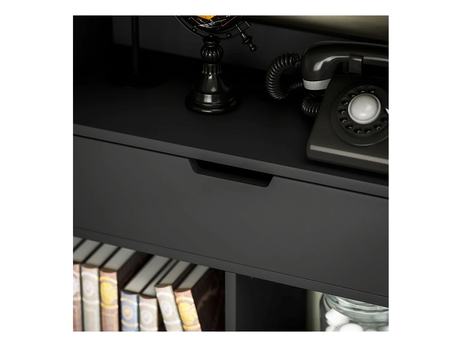 Estantería Color Homcom 9 compartimentos + 1 cajón negro 158x60x26 cm