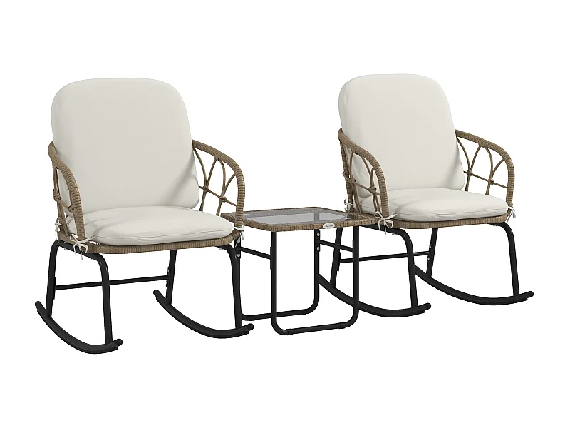 Conjunto de jardín Candela Outsunny 2 mecedoras + mesa crema