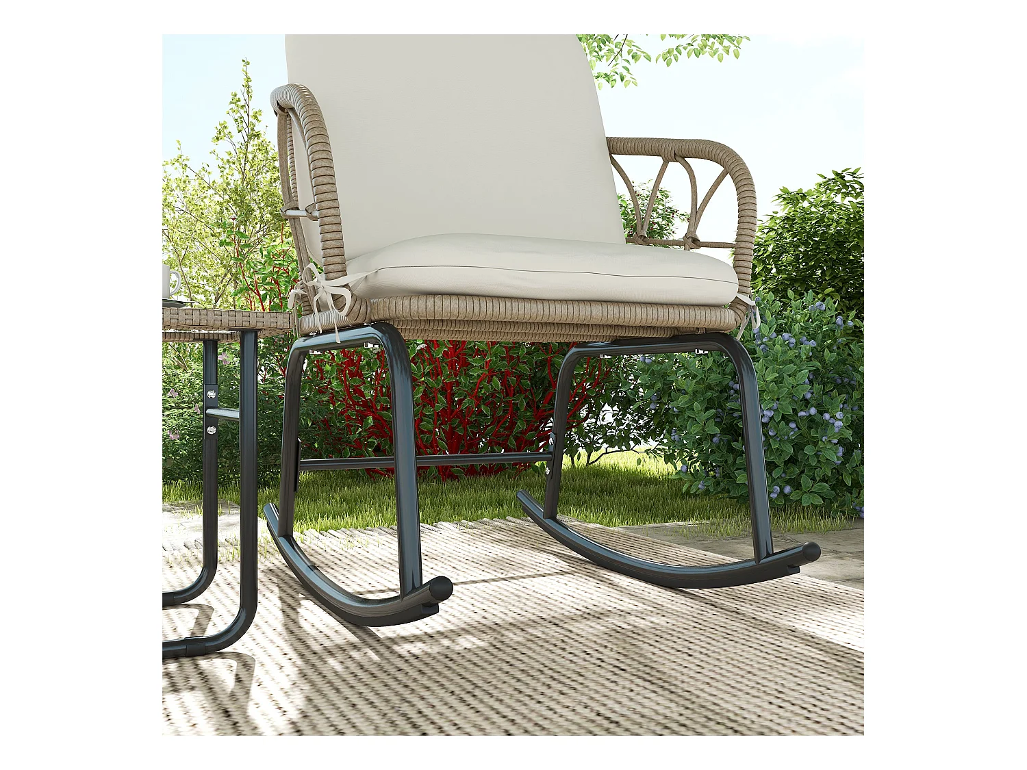 Conjunto de jardín Candela Outsunny 2 mecedoras + mesa crema
