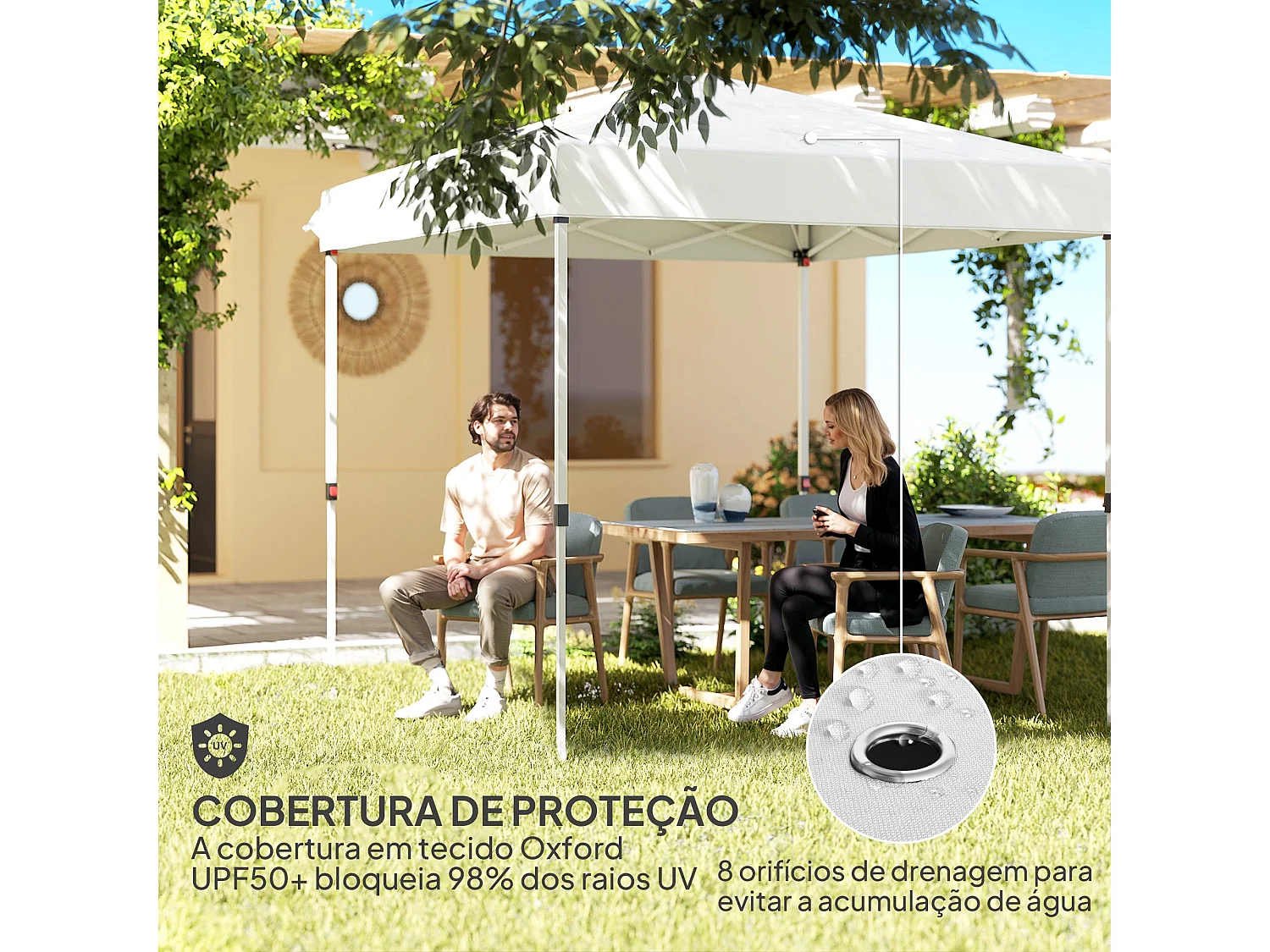Carpa Rito Outsunny plegable + 4 paredes laterales blanco 325x290 cm