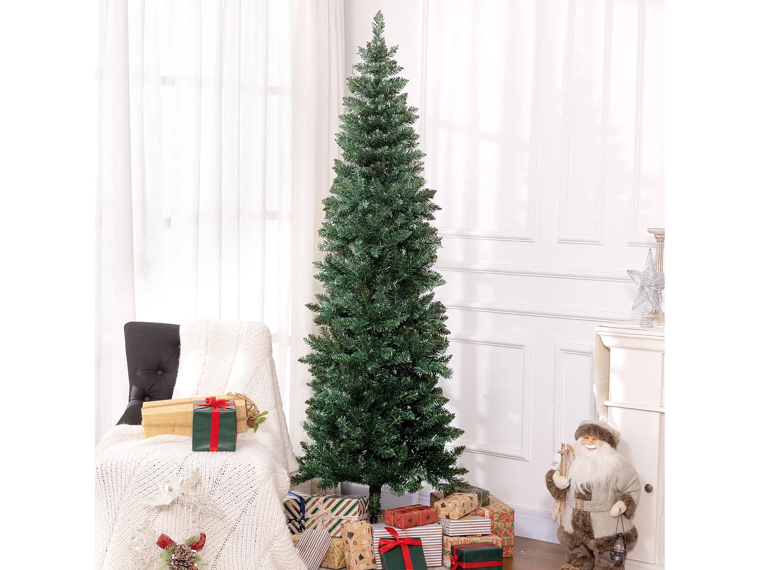 Árbol de Navidad Homcom 687 ramas base plegable verde Ø75x210 cm