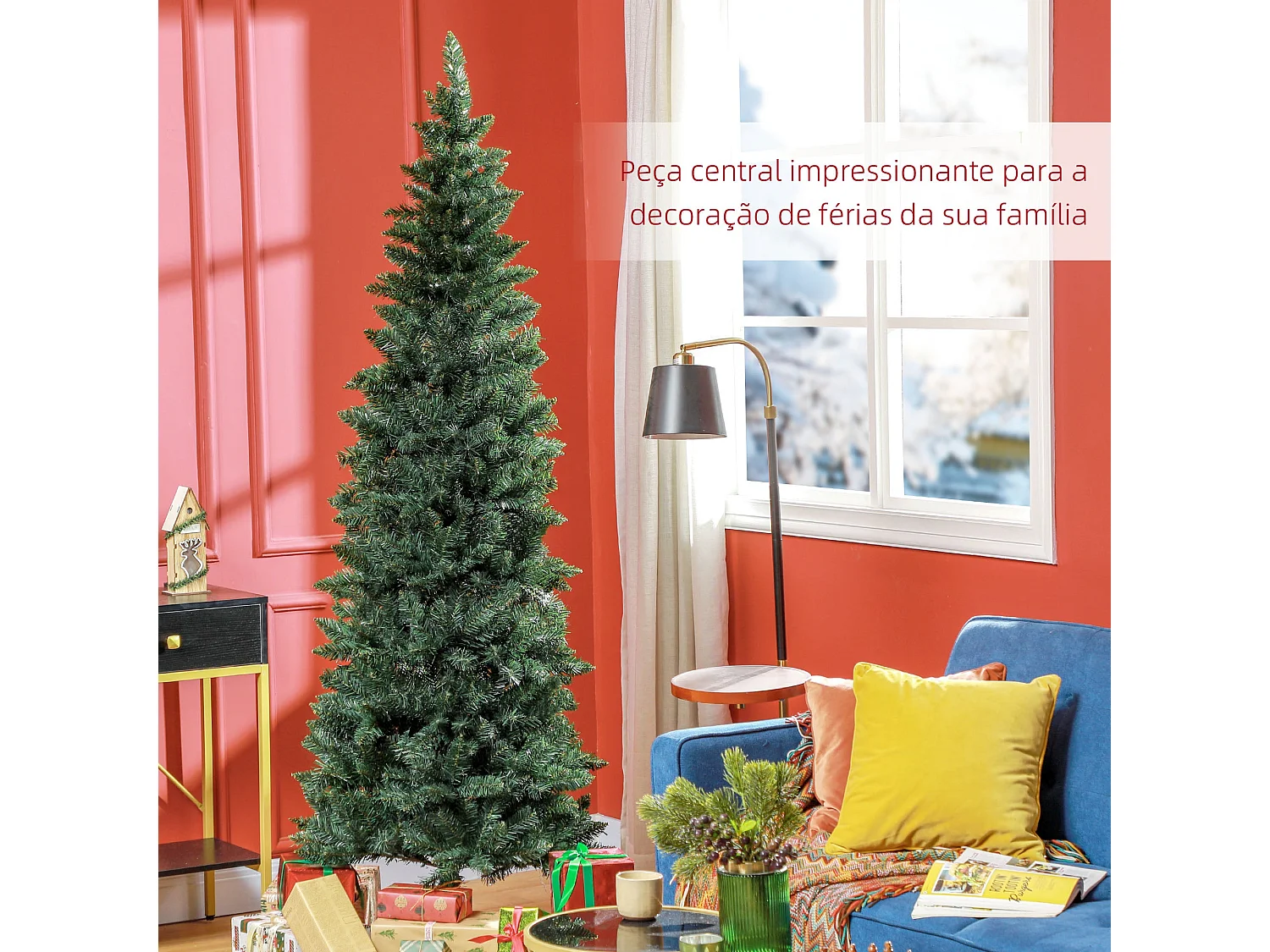 Árbol de Navidad Homcom 687 ramas base plegable verde Ø75x210 cm