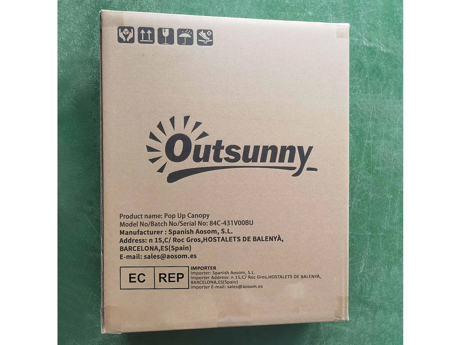 Carpa de jardín Outsunny plegable 4 ventanas azul 2,70x5,85x2,95 m