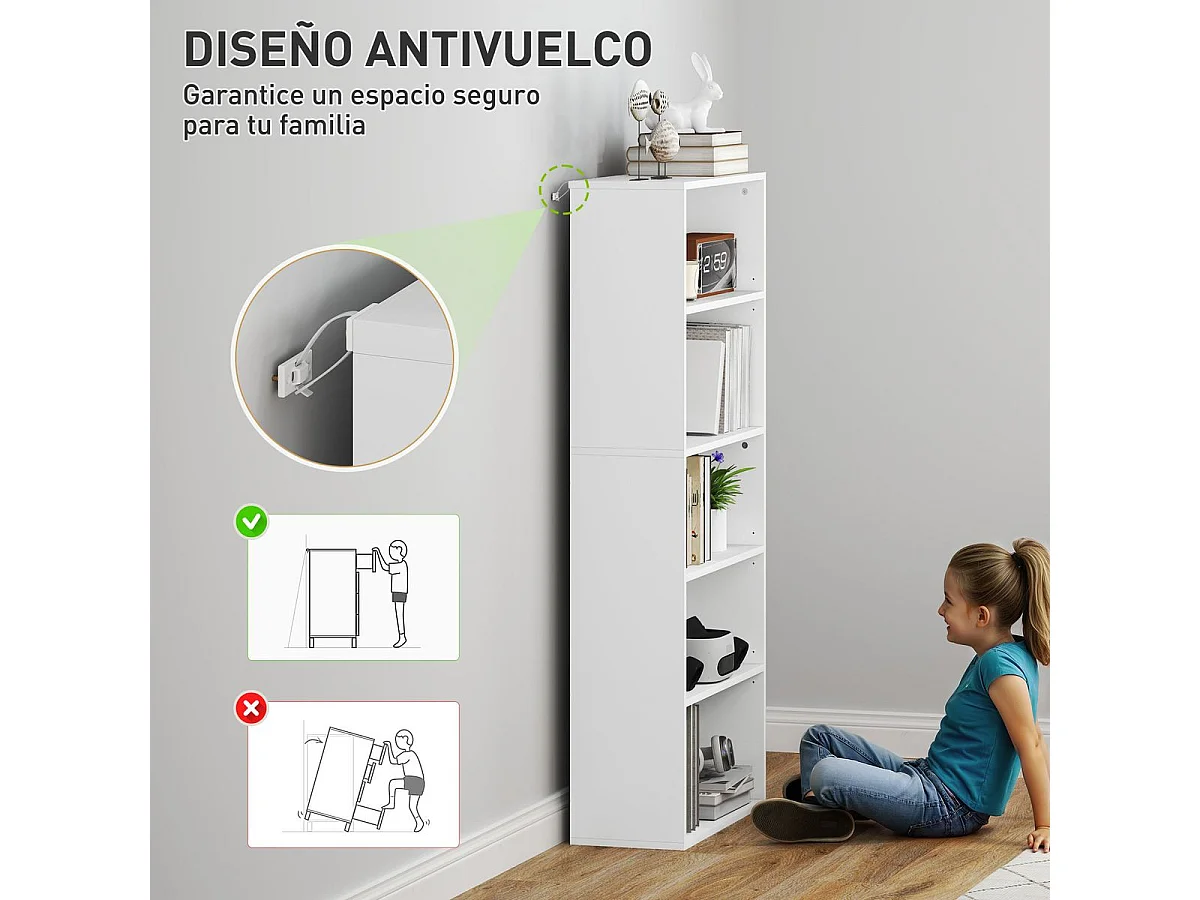 Estantería Thestrals Homcom 5 niveles blanco 80x60x24 cm