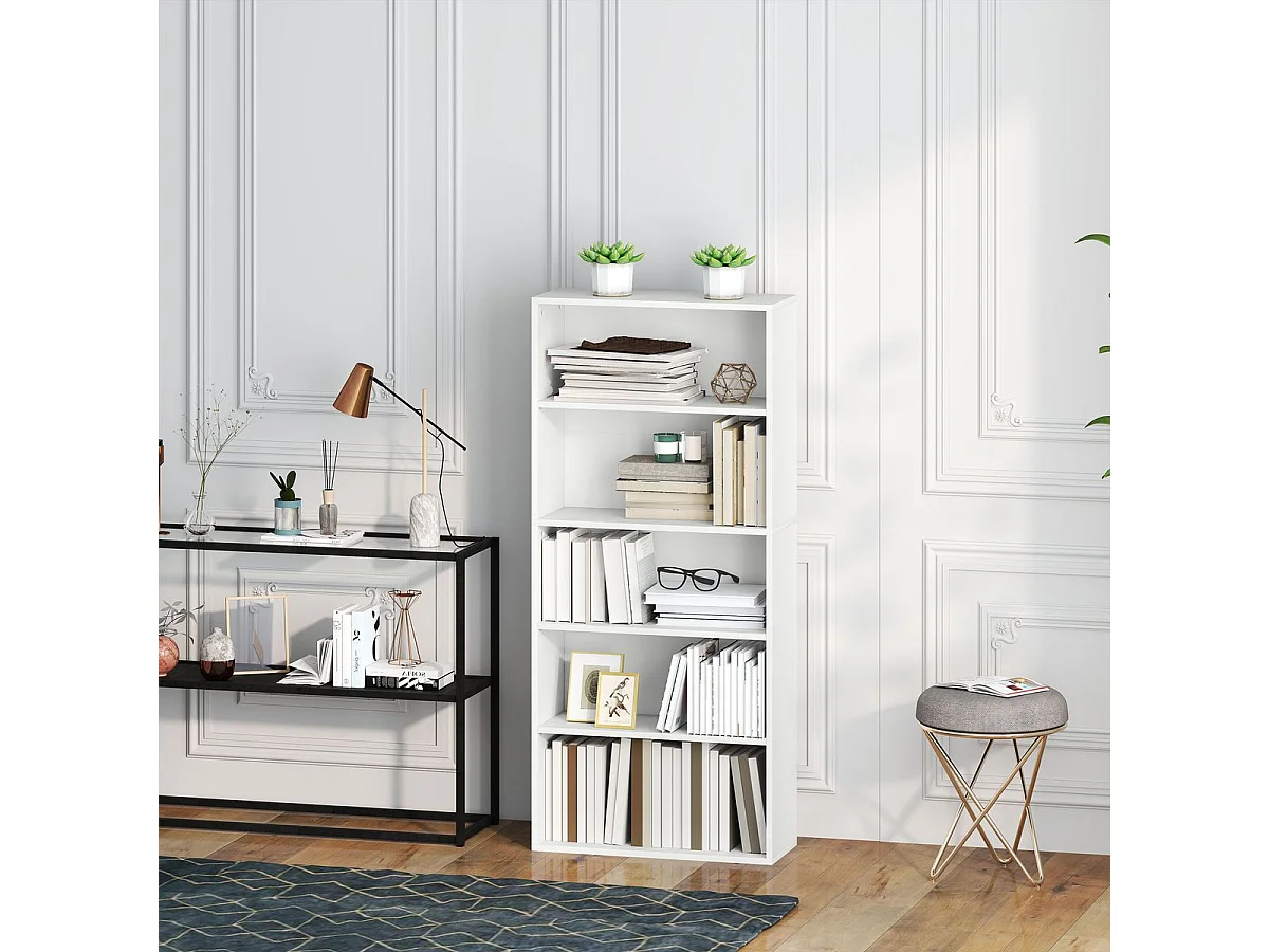 Estantería Thestrals Homcom 5 niveles blanco 80x60x24 cm