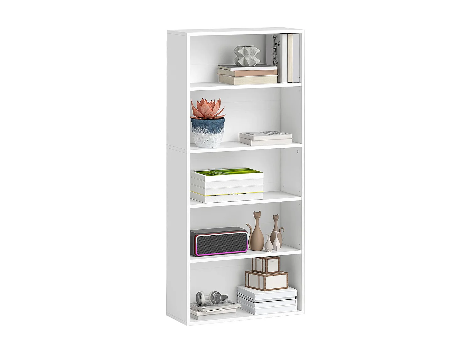 Estantería Thestrals Homcom 5 niveles blanco 80x60x24 cm