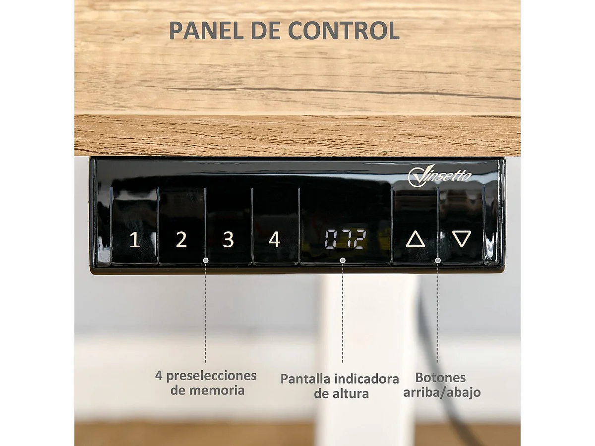 Escritorio eléctrico Khit Vinsetto altura regulable blanco/natural 72-116x140x70 cm