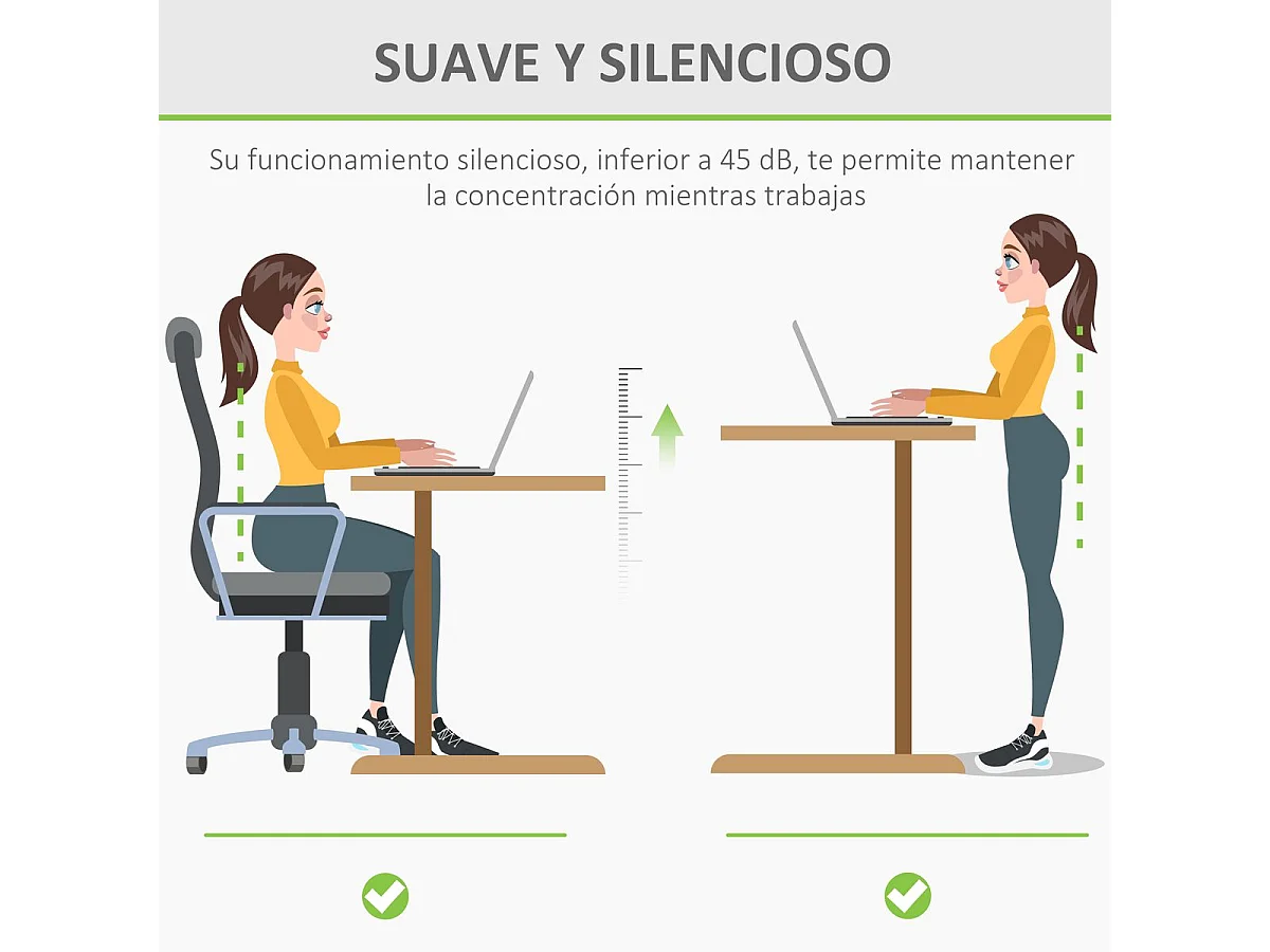 Vinsetto Secretária Elétrica com Ajuste de Altura e 4 Memórias - Ideal para Escritório e Home Office