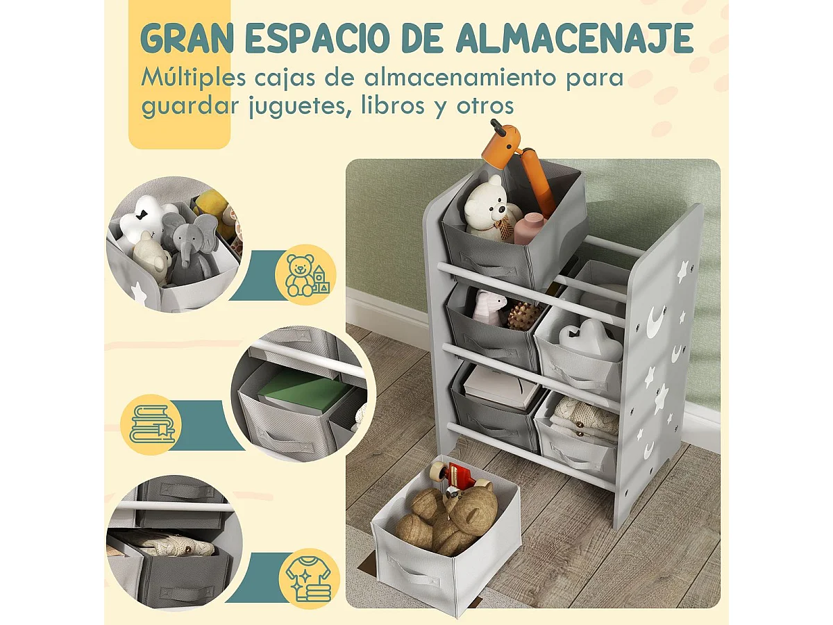 Estantería infantil Yoyó Aiyaplay 6 cajas +3A gris 60x43x30 cm