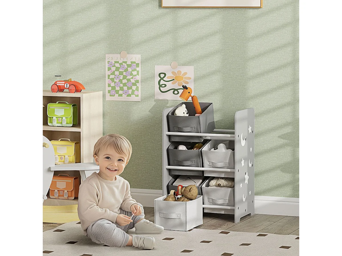 Estantería infantil Yoyó Aiyaplay 6 cajas +3A gris 60x43x30 cm