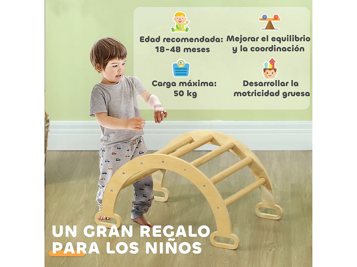 Arco de escalada infantil Aiyaplay 1-4 años natural 36x68x42 cm