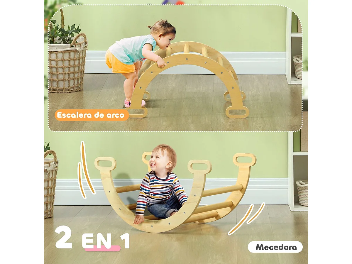 Arco de escalada infantil Aiyaplay 1-4 años natural 36x68x42 cm