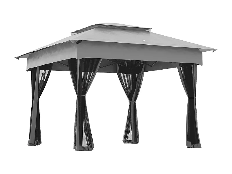 Carpa Baguo Outsunny plegable 4 mosquiteras gris claro 270x325x325 cm