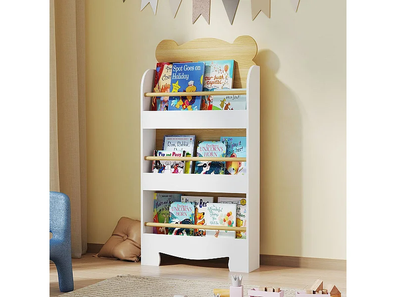 Librería infantil Osito Aiyaplay 3 niveles blanco/natural 110x55x15 cm