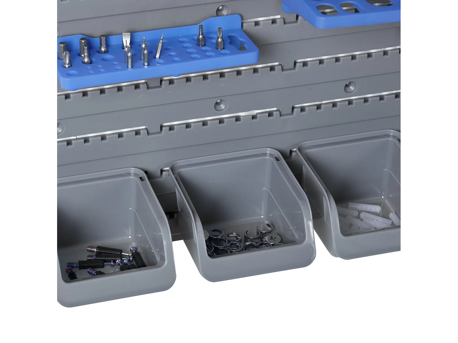 DURHAND Prateleira de Parede com 44 Peças - Organizador de Ferramentas 54x95 cm com Caixas e Ganchos em Azul e Cinza