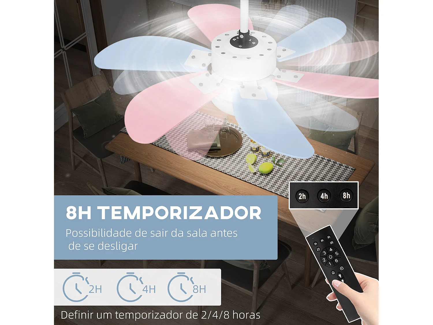 Ventoinha de Teto Silenciosa com Luz LED e Controle Remoto – Modelo Turku 34W Ø82,5 cm