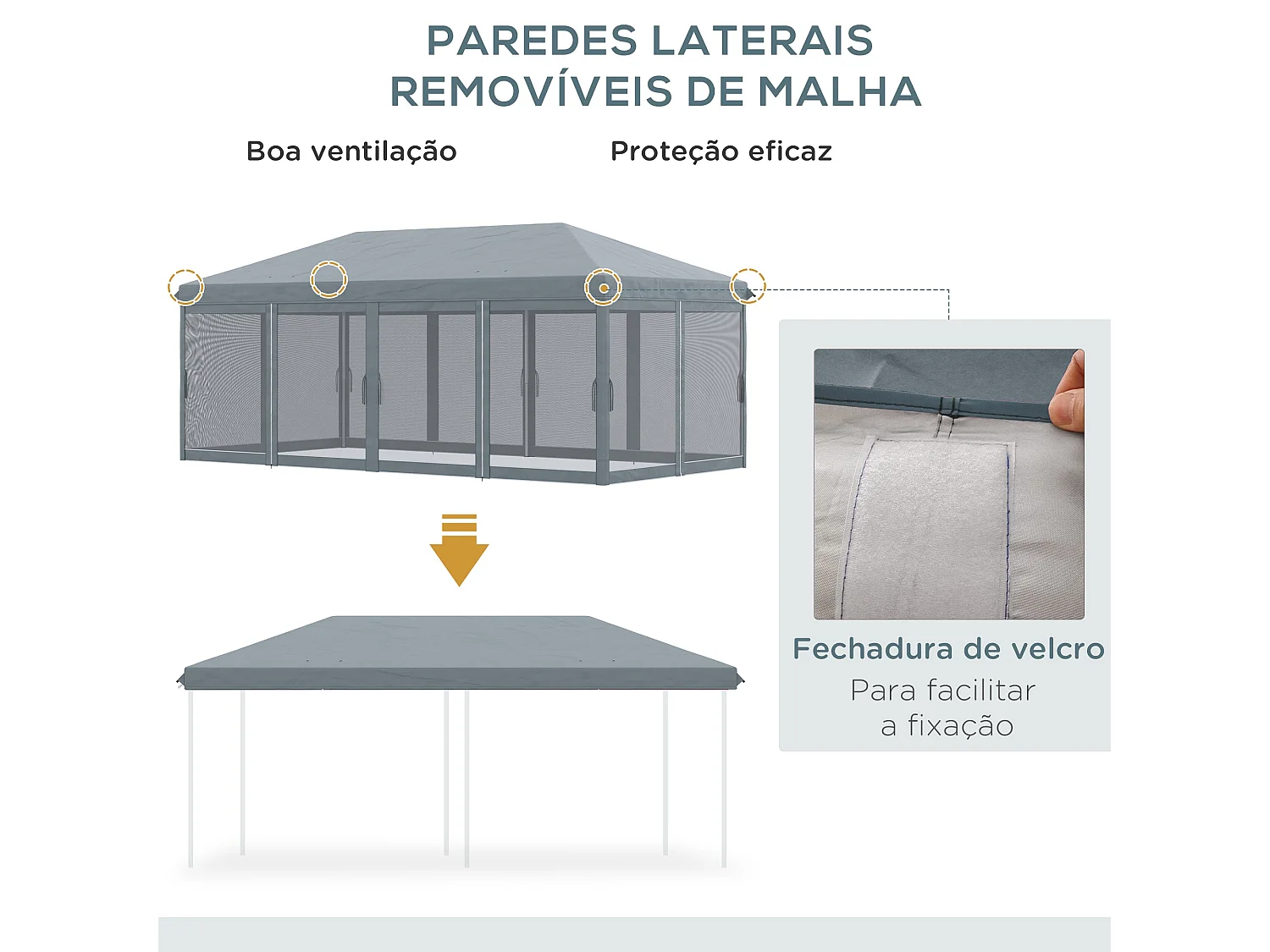 Carpa Camboue Outsunny plegable 6 mosquiteras gris 270x585x295 cm