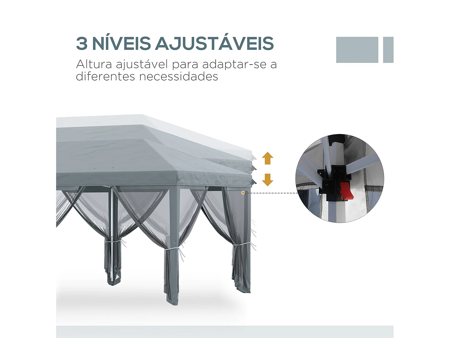Carpa Camboue Outsunny plegable 6 mosquiteras gris 270x585x295 cm