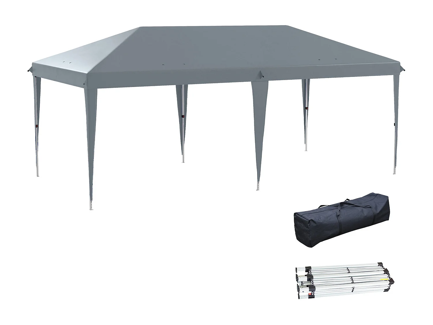 Carpa Toluca Outsunny plegable altura regulable gris claro 270x585x295 cm