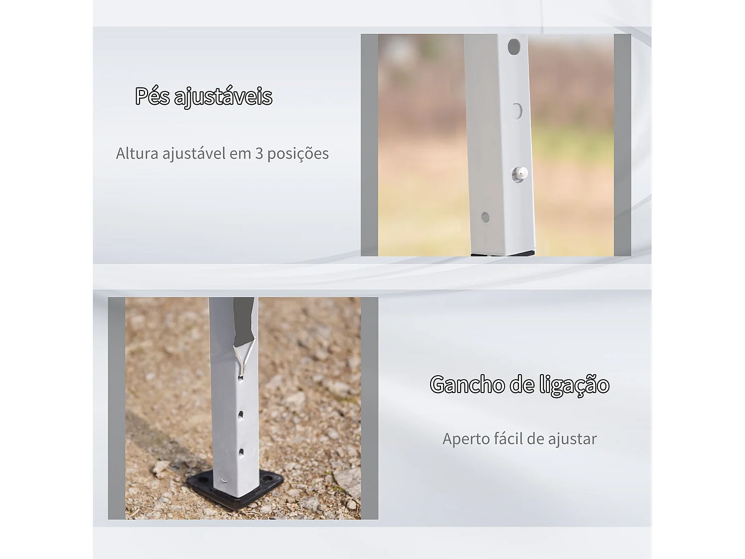 Carpa Toluca Outsunny plegable altura regulable gris claro 270x585x295 cm