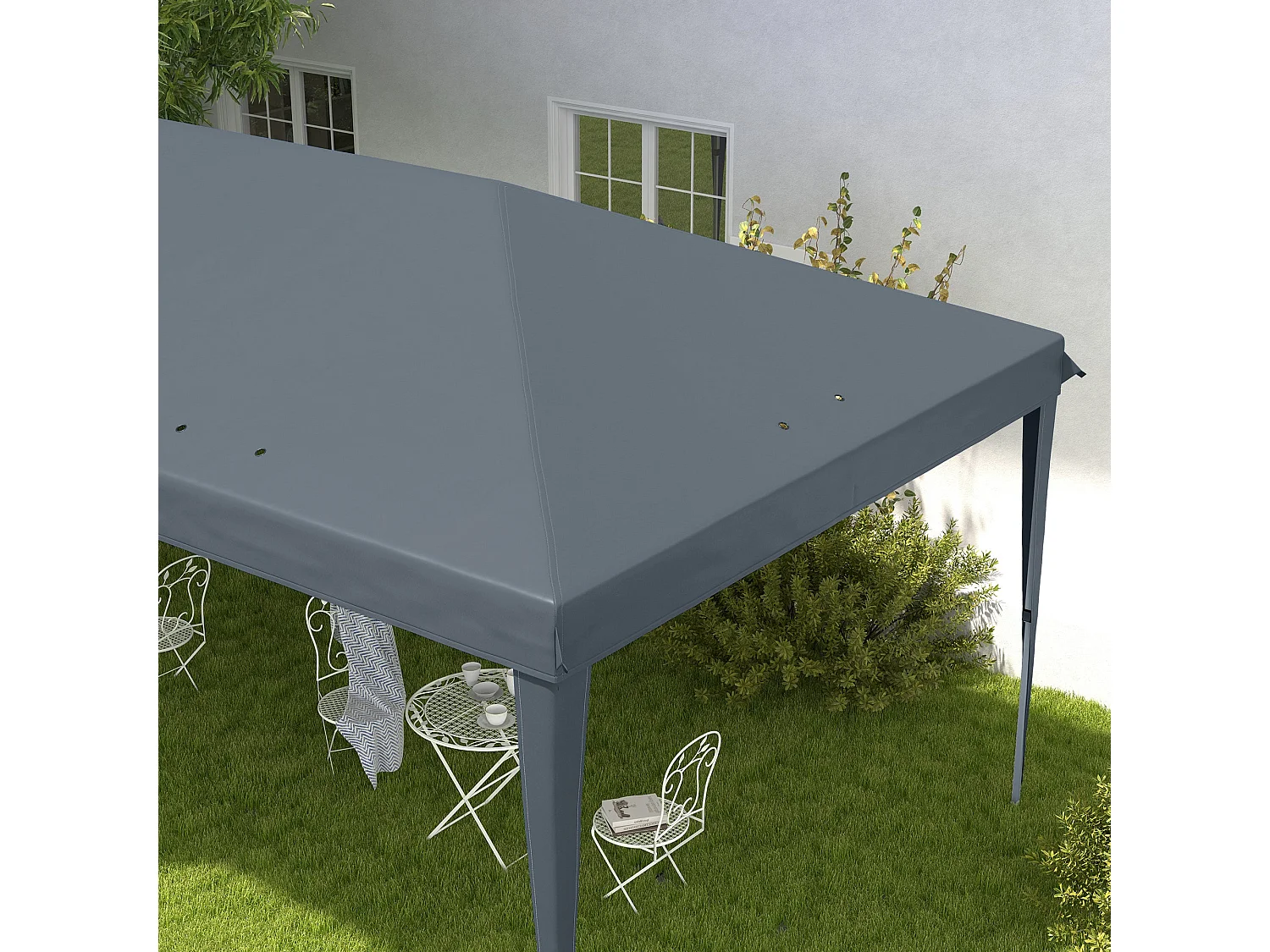 Carpa Toluca Outsunny plegable altura regulable gris claro 270x585x295 cm