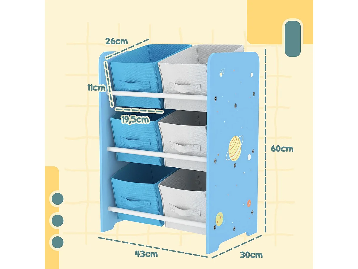 Estantería infantil Yoyó Aiyaplay 6 cajas +3A azul 60x43x30 cm