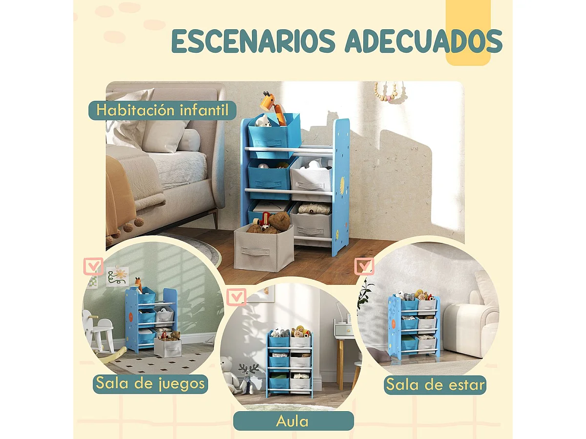 Estantería infantil Yoyó Aiyaplay 6 cajas +3A azul 60x43x30 cm