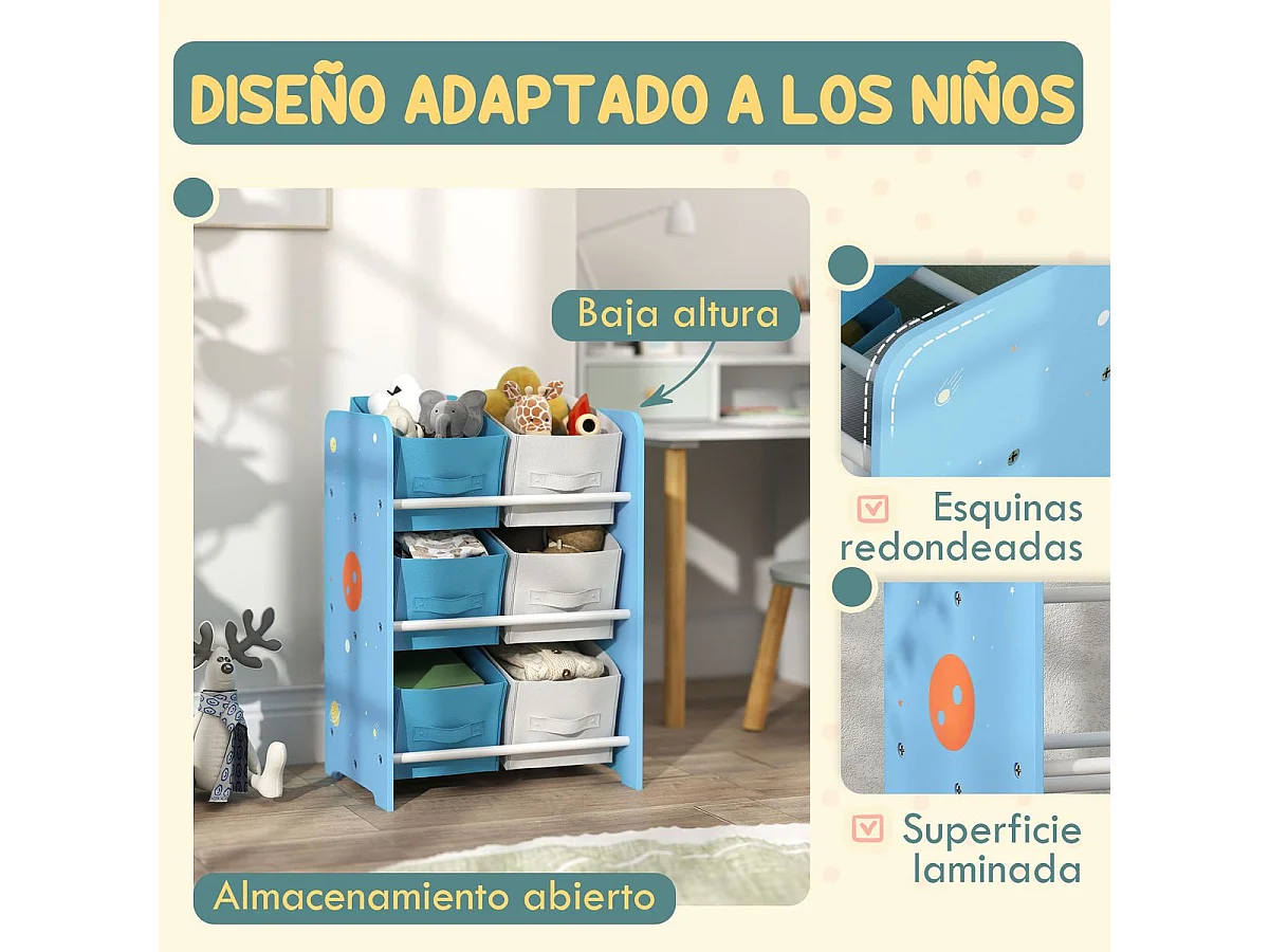 Estantería infantil Yoyó Aiyaplay 6 cajas +3A azul 60x43x30 cm