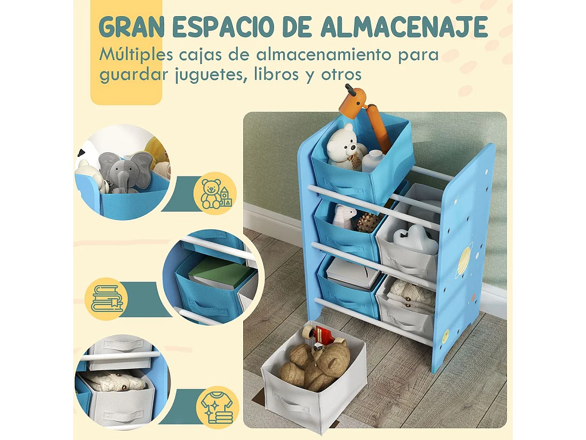 Estantería infantil Yoyó Aiyaplay 6 cajas +3A azul 60x43x30 cm