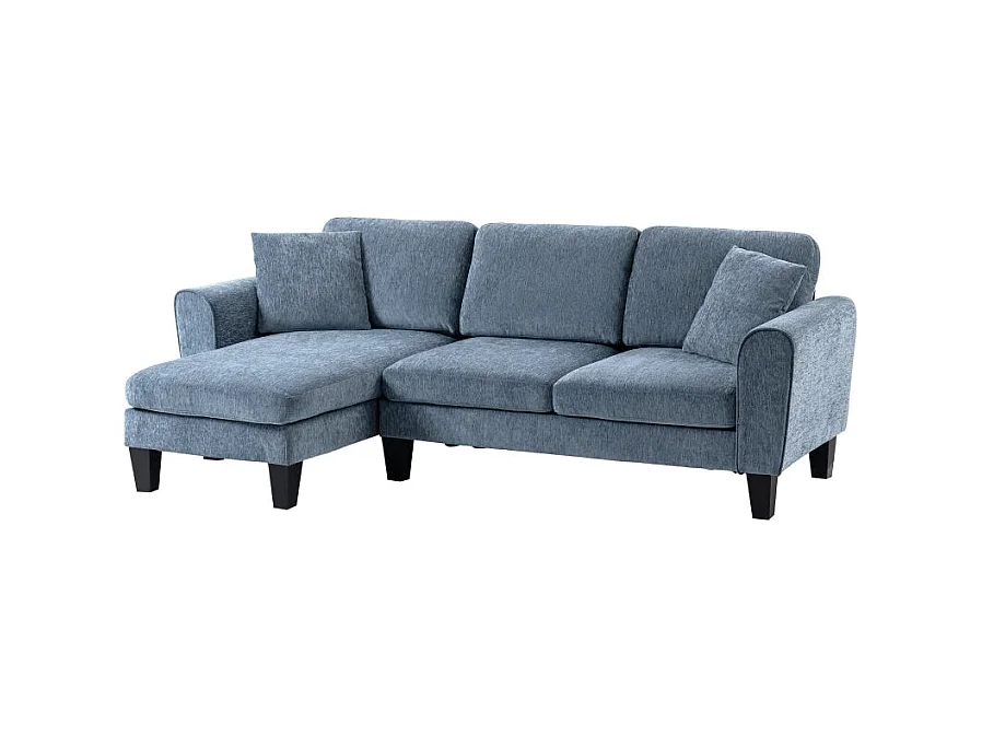 Sofá chaiselongue Diva Homcom 3 plazas reversible azul oscuro 87x230x138 cm