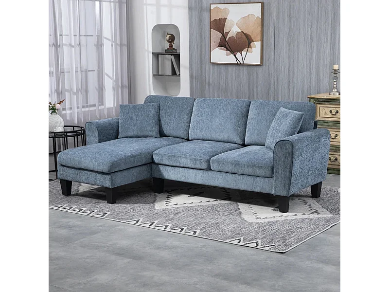 Sofá Chaise Longue Reversível em L com Almofadas - Conforto e Estilo para sua Sala de Estar