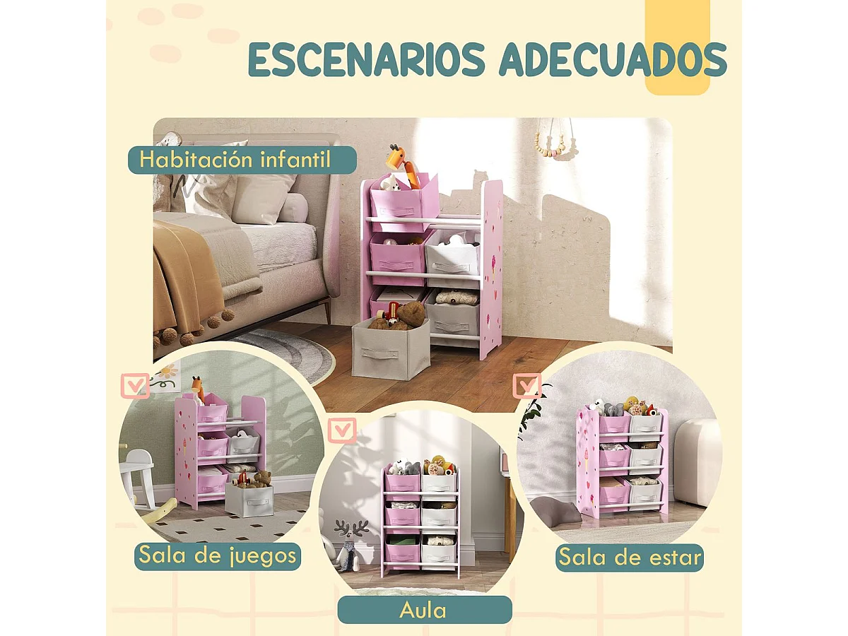 Estantería infantil Yoyó Aiyaplay 6 cajas +3A rosa 60x43x30 cm