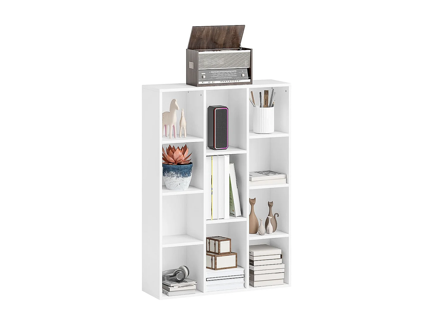 Estantería Godwin Homcom 11 compartimentos blanco 106x74,3x24 cm