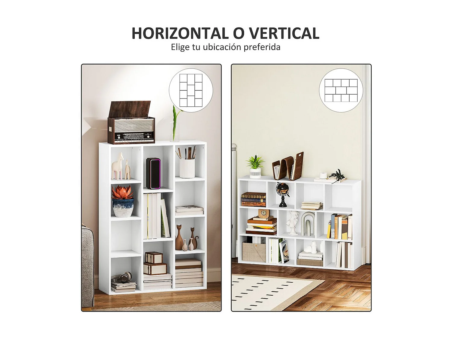 Estantería Godwin Homcom 11 compartimentos blanco 106x74,3x24 cm