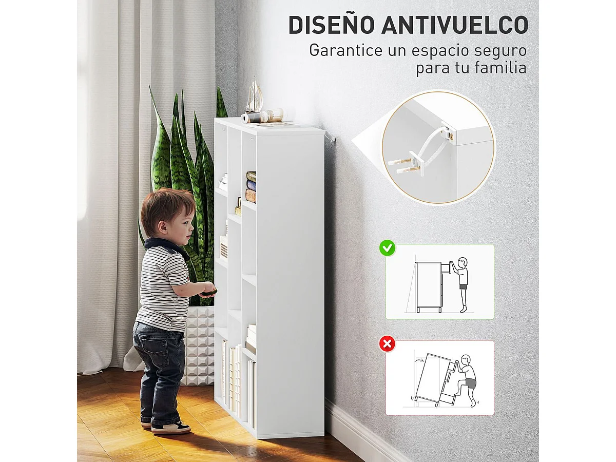 Estantería Godwin Homcom 11 compartimentos blanco 106x74,3x24 cm