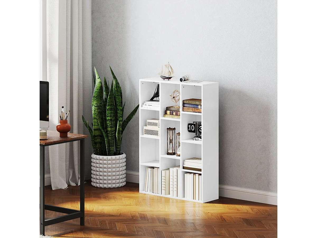 Estantería Godwin Homcom 11 compartimentos blanco 106x74,3x24 cm