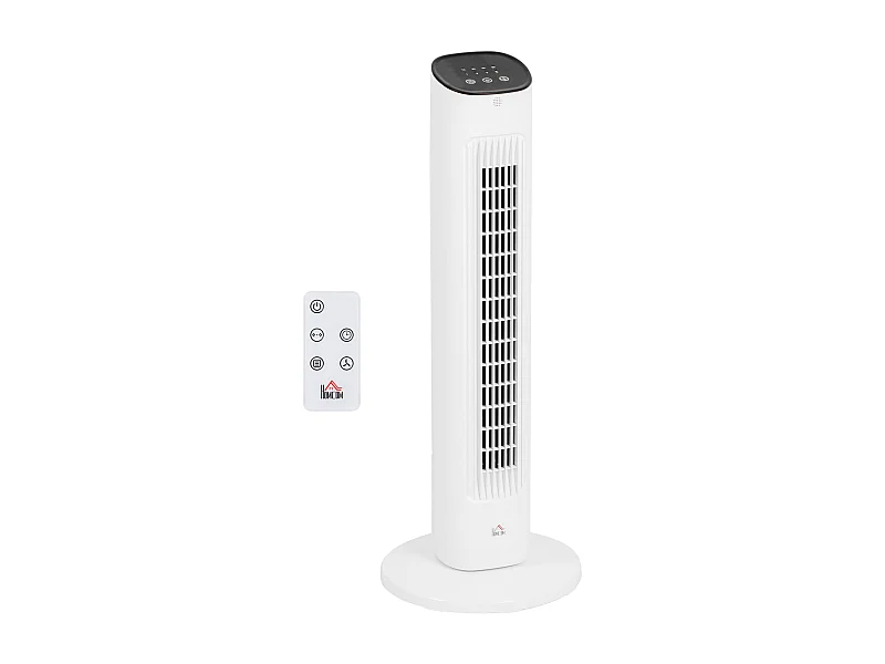 Ventilador de torre Homcom 50W con mando a distancia 3 velocidades blanco 78 cm